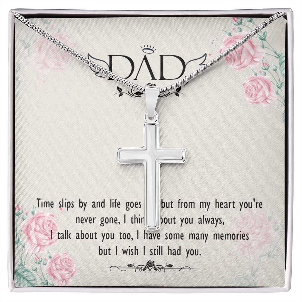 Time slips by Dad Cross Necklace, Father Cross Necklace Father's Day Gift, Christian Gift For Dad, Father Son Cross Necklace - Serbachi