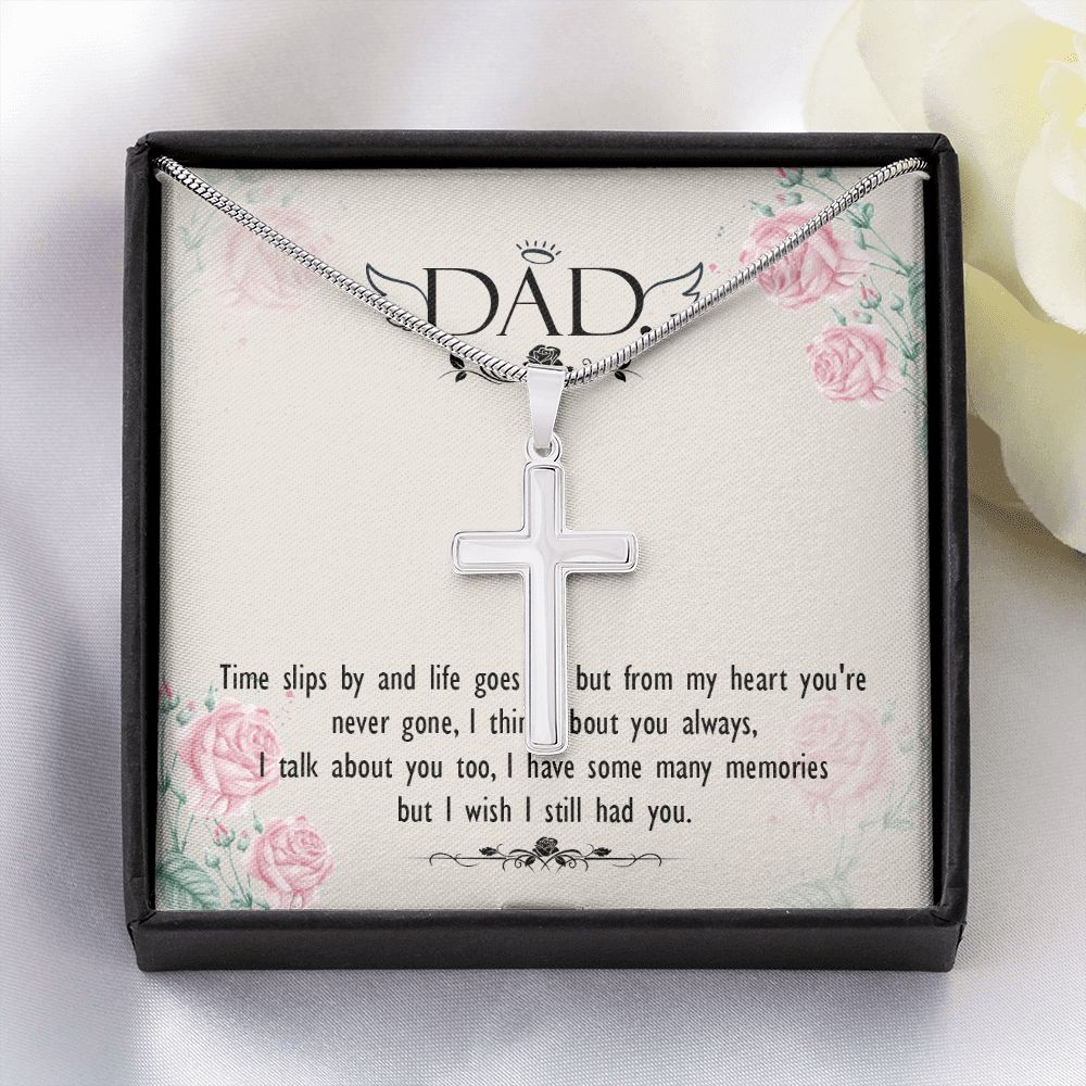 Time slips by Dad Cross Necklace, Father Cross Necklace Father's Day Gift, Christian Gift For Dad, Father Son Cross Necklace - Serbachi