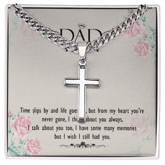 Time slips by Dad Cross Necklace, Father Necklace Father's Day Gift, Christian Gift For Dad, Father Son Cross Necklace - Serbachi