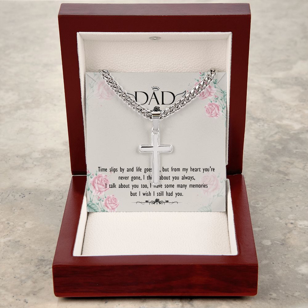 Time slips by Dad Cross Necklace, Father Necklace Father's Day Gift, Christian Gift For Dad, Father Son Cross Necklace - Serbachi