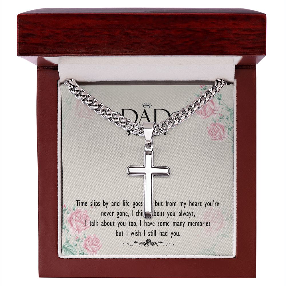 Time slips by Dad Cross Necklace, Father Necklace Father's Day Gift, Christian Gift For Dad, Father Son Cross Necklace - Serbachi