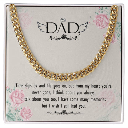 Time slips by Dad Cuban Chain Necklace, Father Necklace Father's Day Gift, Christian Gift For Dad, Father Son Necklace - Serbachi