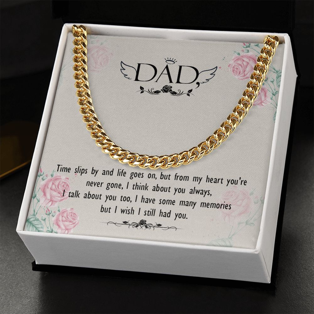 Time slips by Dad Cuban Chain Necklace, Father Necklace Father's Day Gift, Christian Gift For Dad, Father Son Necklace - Serbachi