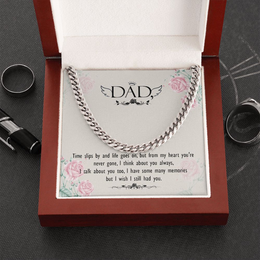 Time slips by Dad Cuban Chain Necklace, Father Necklace Father's Day Gift, Christian Gift For Dad, Father Son Necklace - Serbachi