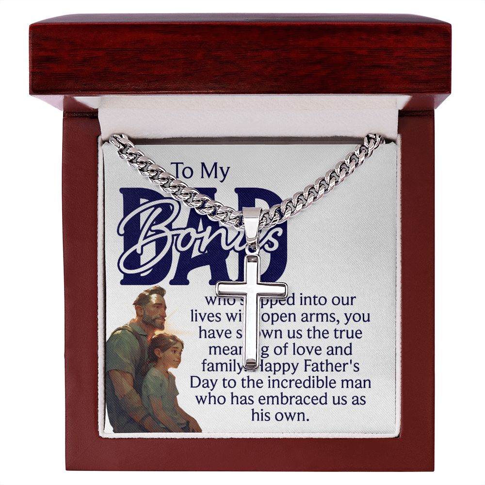 To a bonus Dad Cross Necklace, Father Necklace Father's Day Gift, Christian Gift For Dad, Father Son Cross Necklace - Serbachi