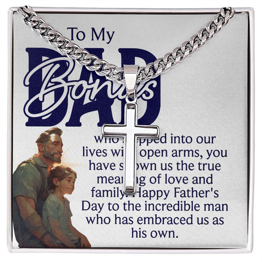 To a bonus Dad Cross Necklace, Father Necklace Father's Day Gift, Christian Gift For Dad, Father Son Cross Necklace - Serbachi