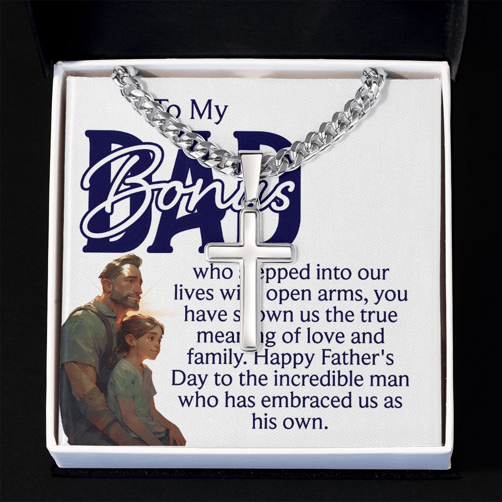 To a bonus Dad Cross Necklace, Father Necklace Father's Day Gift, Christian Gift For Dad, Father Son Cross Necklace - Serbachi