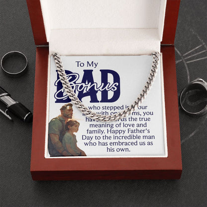 To a bonus Dad Cuban Chain Necklace, Father Necklace Father's Day Gift, Christian Gift For Dad, Father Son Necklace - Serbachi