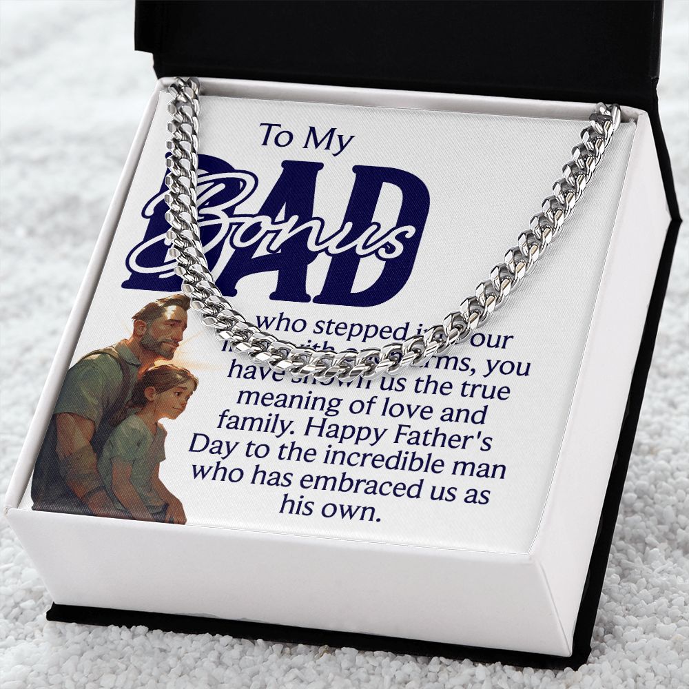 To a bonus Dad Cuban Chain Necklace, Father Necklace Father's Day Gift, Christian Gift For Dad, Father Son Necklace - Serbachi