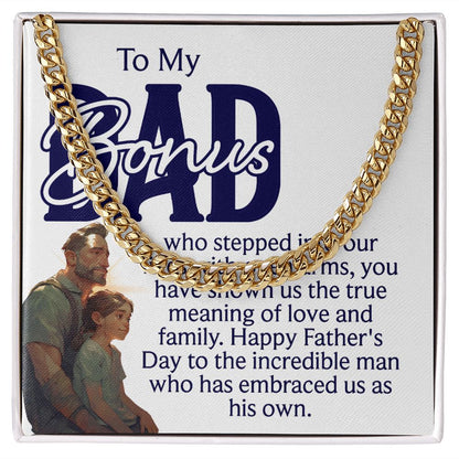 To a bonus Dad Cuban Chain Necklace, Father Necklace Father's Day Gift, Christian Gift For Dad, Father Son Necklace - Serbachi