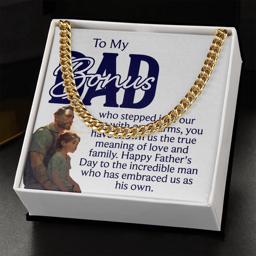 To a bonus Dad Cuban Chain Necklace, Father Necklace Father's Day Gift, Christian Gift For Dad, Father Son Necklace - Serbachi