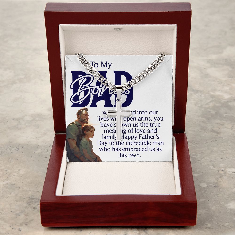 To a bonus Personalized Dad Cross Necklace, Father Necklace Father's Day Gift, Christian Gift For Dad, Father Son Necklace - Serbachi