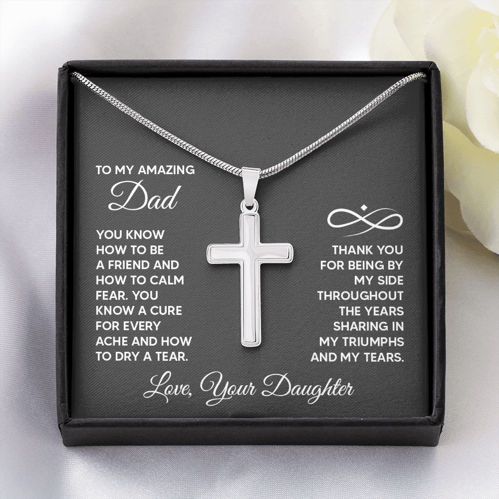 To My Amazing Dad - You know how to be a friend Dad Cross Necklace, Father Cross Necklace Father's Day Gift, Christian Gift For Dad, Father Son Cross Necklace - Serbachi