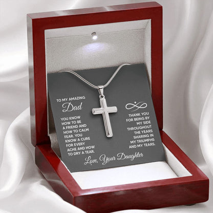 To My Amazing Dad - You know how to be a friend Dad Cross Necklace, Father Cross Necklace Father's Day Gift, Christian Gift For Dad, Father Son Cross Necklace - Serbachi