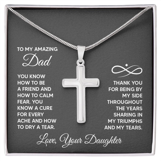 To My Amazing Dad - You know how to be a friend Dad Cross Necklace, Father Cross Necklace Father's Day Gift, Christian Gift For Dad, Father Son Cross Necklace - Serbachi