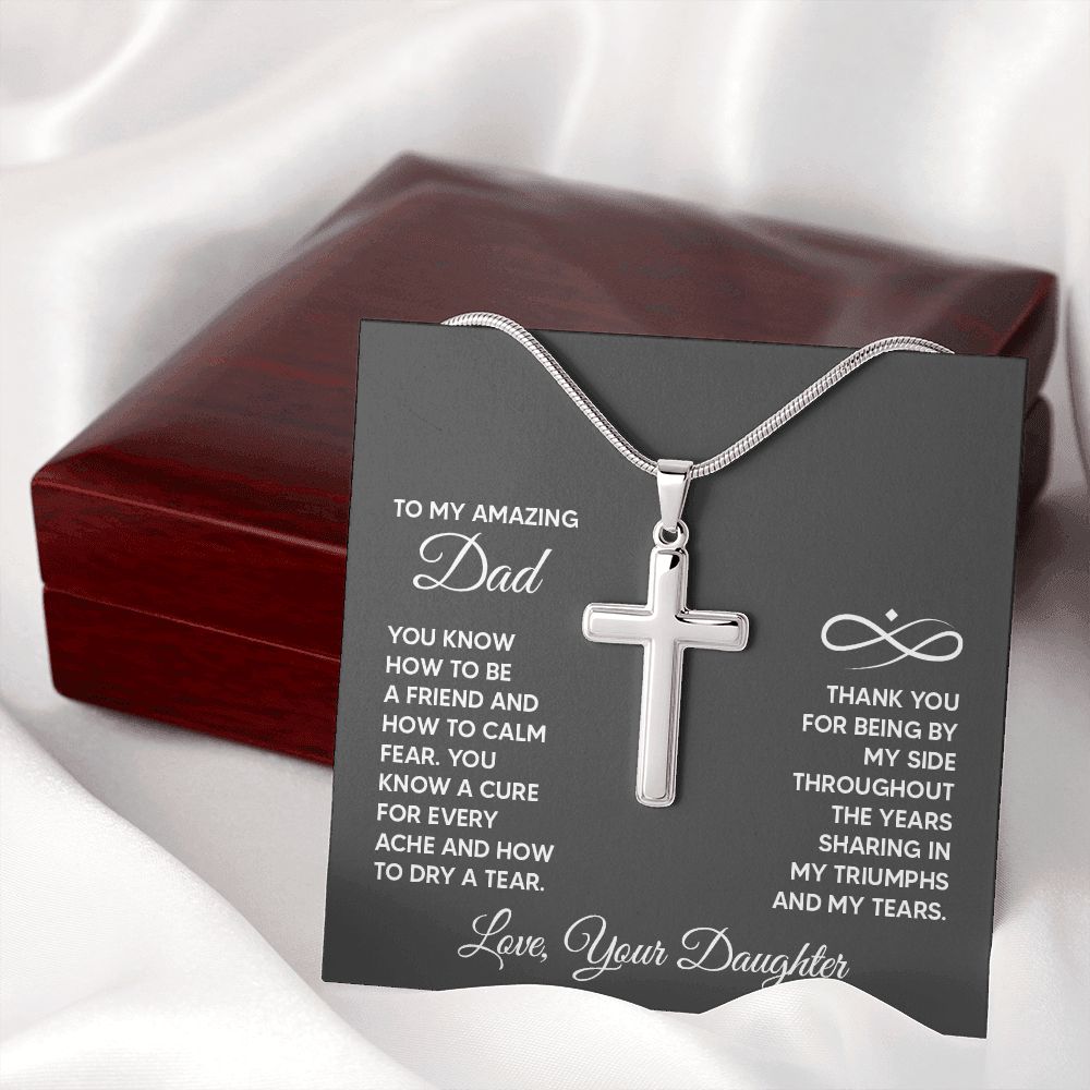 To My Amazing Dad - You know how to be a friend Dad Cross Necklace, Father Cross Necklace Father's Day Gift, Christian Gift For Dad, Father Son Cross Necklace - Serbachi