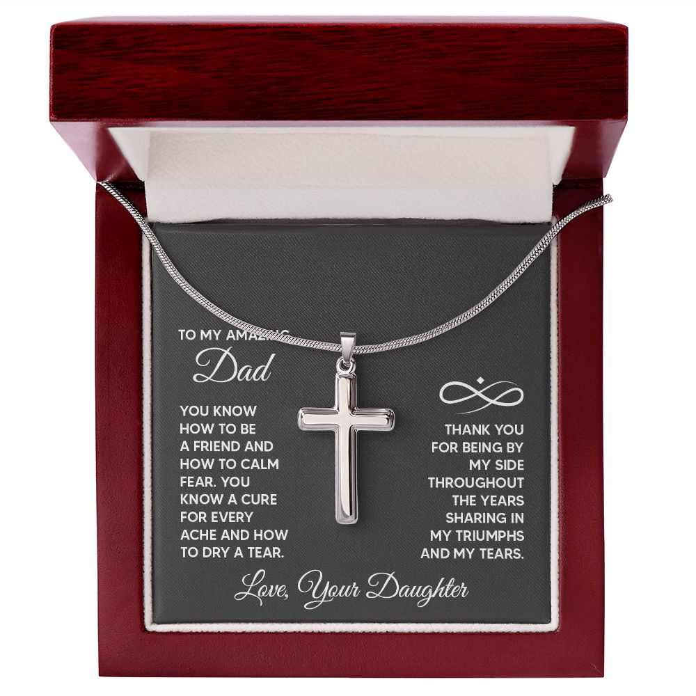 To My Amazing Dad - You know how to be a friend Dad Cross Necklace, Father Cross Necklace Father's Day Gift, Christian Gift For Dad, Father Son Cross Necklace - Serbachi