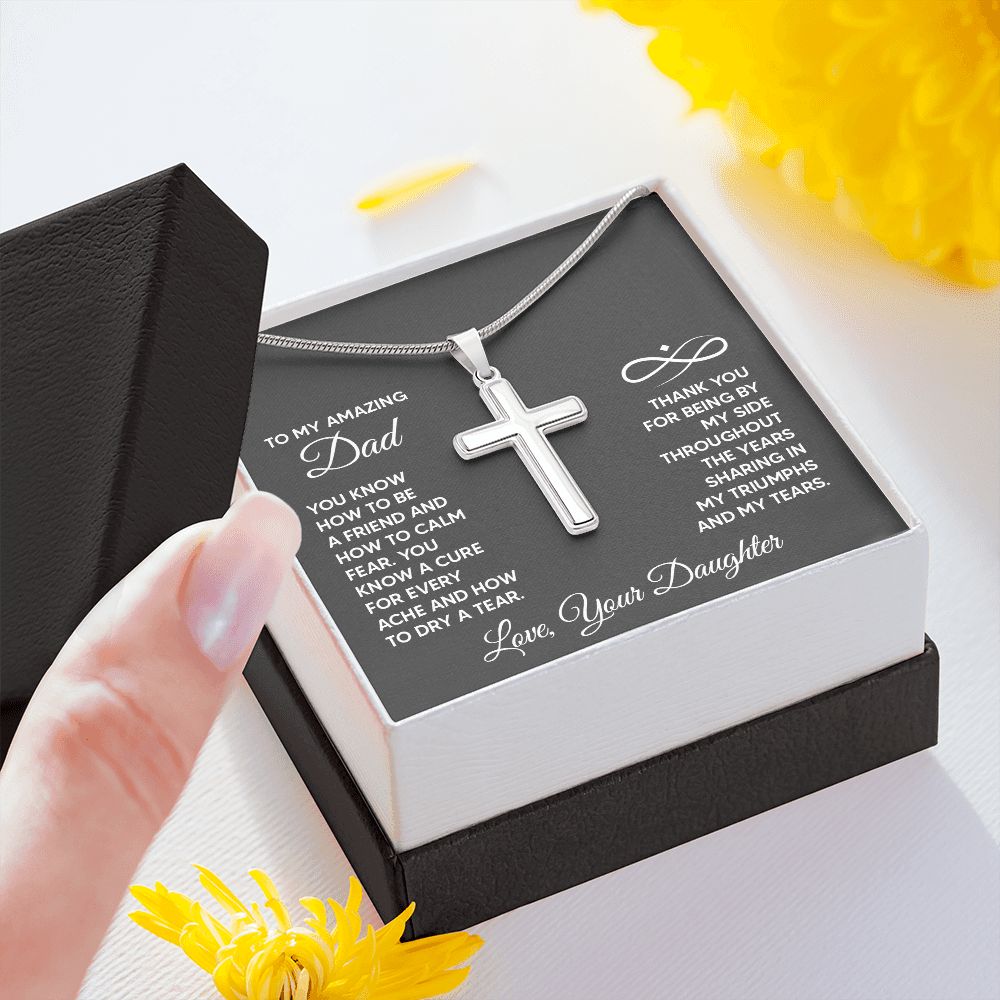 To My Amazing Dad - You know how to be a friend Dad Cross Necklace, Father Cross Necklace Father's Day Gift, Christian Gift For Dad, Father Son Cross Necklace - Serbachi