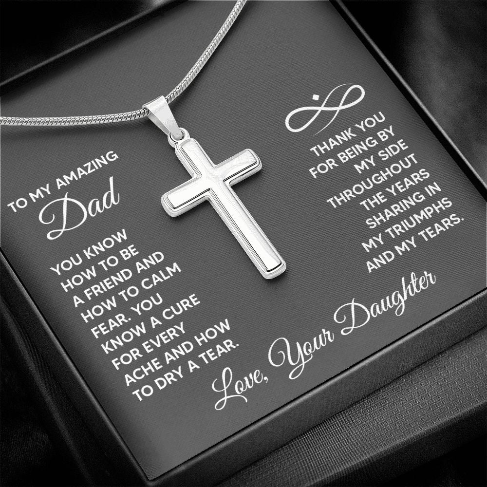 To My Amazing Dad - You know how to be a friend Dad Cross Necklace, Father Cross Necklace Father's Day Gift, Christian Gift For Dad, Father Son Cross Necklace - Serbachi