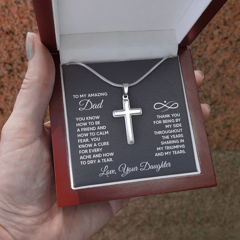 To My Amazing Dad - You know how to be a friend Dad Cross Necklace, Father Cross Necklace Father's Day Gift, Christian Gift For Dad, Father Son Cross Necklace - Serbachi