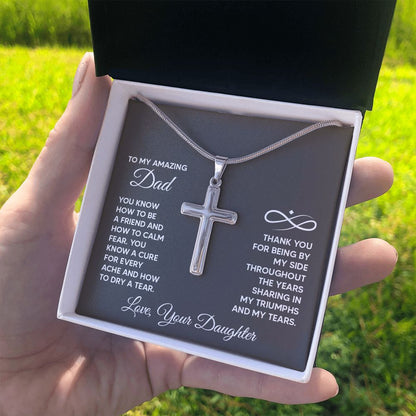 To My Amazing Dad - You know how to be a friend Dad Cross Necklace, Father Cross Necklace Father's Day Gift, Christian Gift For Dad, Father Son Cross Necklace - Serbachi