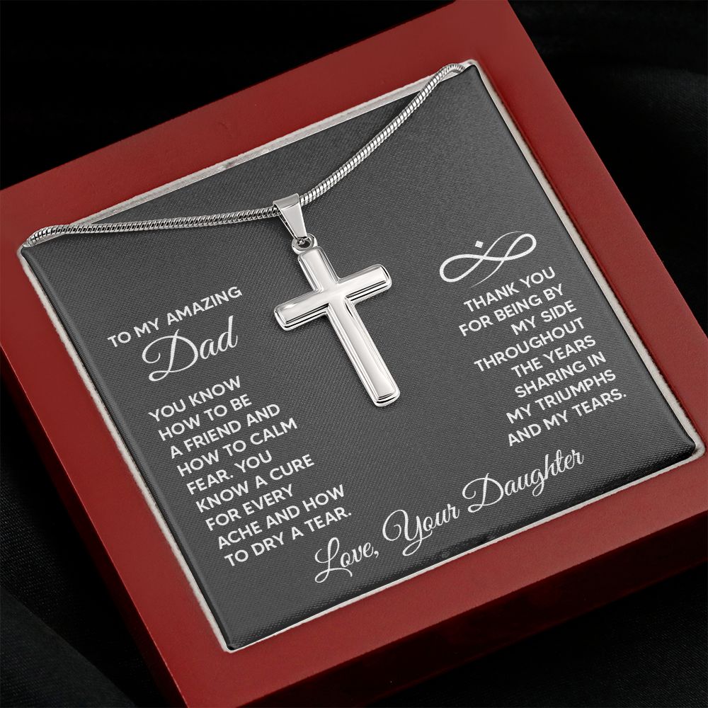 To My Amazing Dad - You know how to be a friend Dad Cross Necklace, Father Cross Necklace Father's Day Gift, Christian Gift For Dad, Father Son Cross Necklace - Serbachi