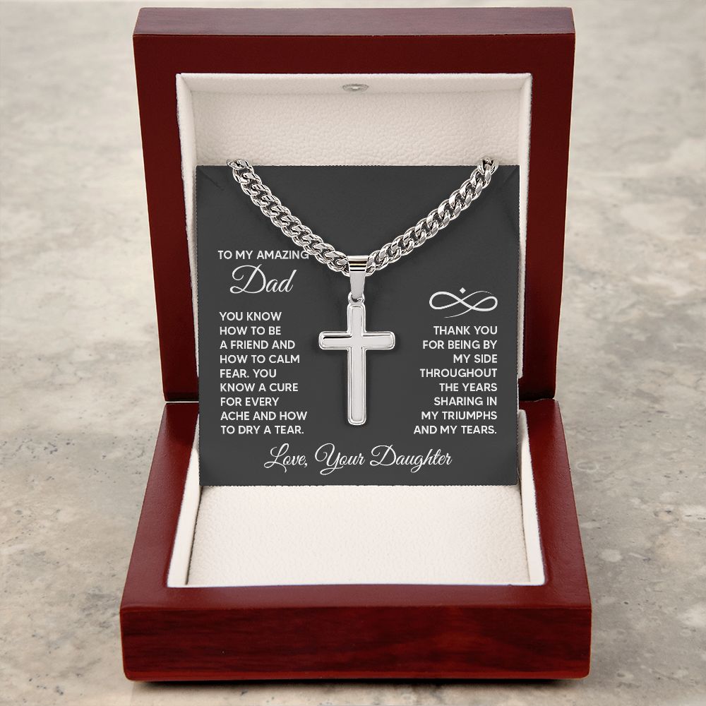 To My Amazing Dad - You know how to be a friend Dad Cross Necklace, Father Necklace Father's Day Gift, Christian Gift For Dad, Father Son Cross Necklace - Serbachi