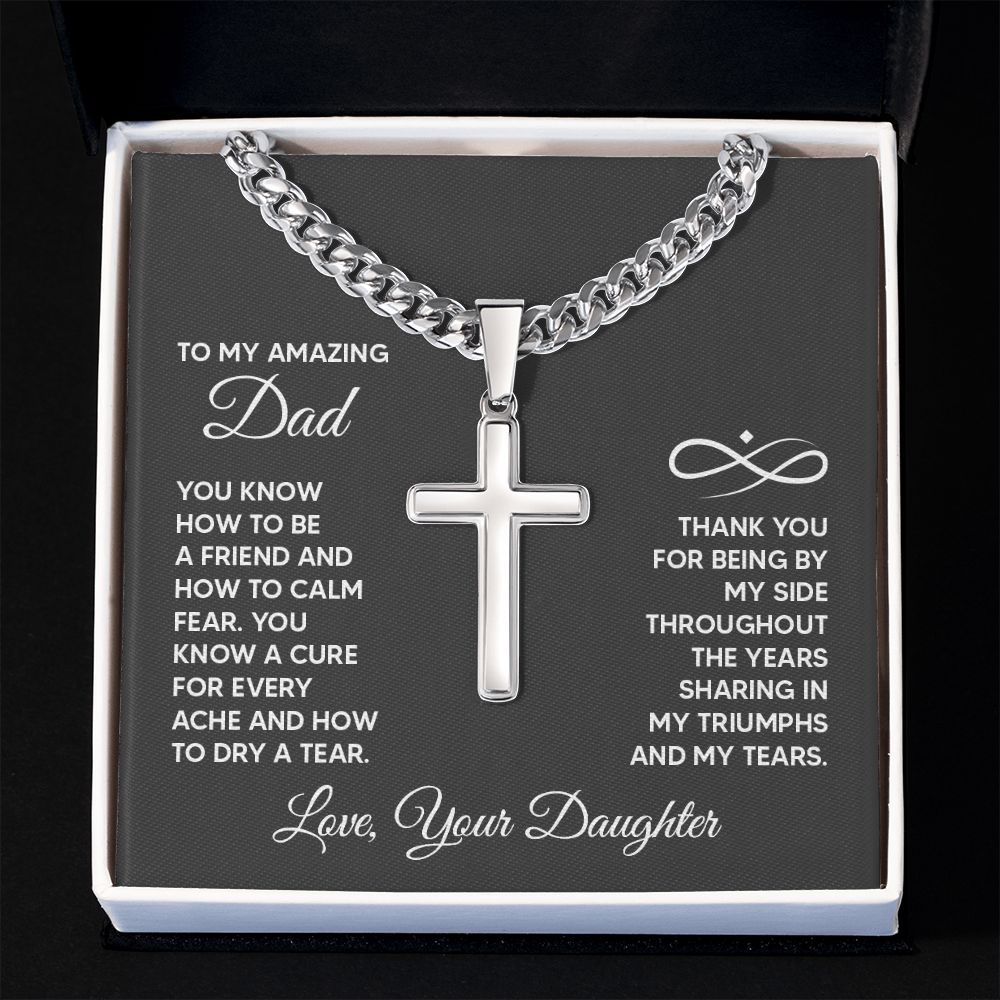 To My Amazing Dad - You know how to be a friend Dad Cross Necklace, Father Necklace Father's Day Gift, Christian Gift For Dad, Father Son Cross Necklace - Serbachi