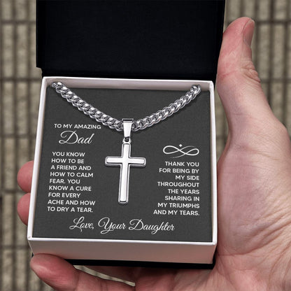 To My Amazing Dad - You know how to be a friend Dad Cross Necklace, Father Necklace Father's Day Gift, Christian Gift For Dad, Father Son Cross Necklace - Serbachi