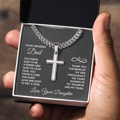 To My Amazing Dad - You know how to be a friend Dad Cross Necklace, Father Necklace Father's Day Gift, Christian Gift For Dad, Father Son Cross Necklace - Serbachi