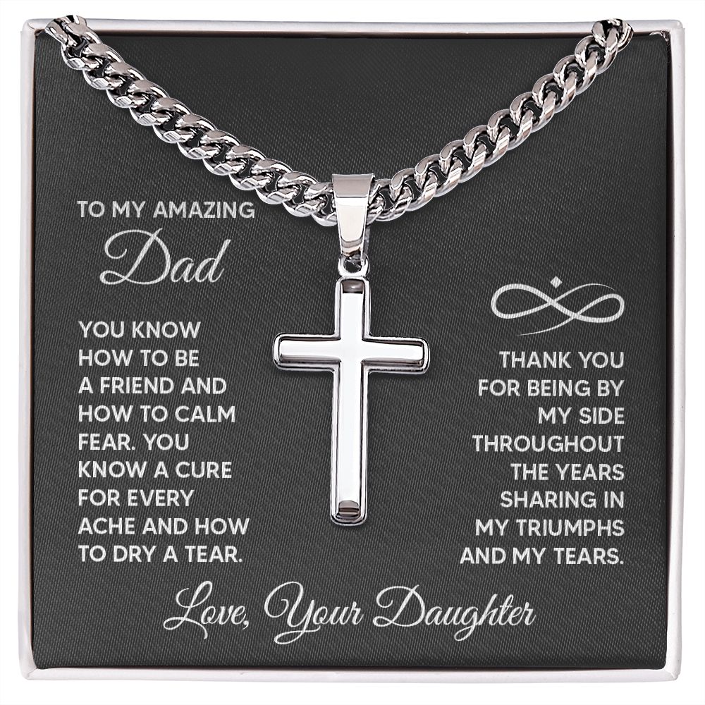 To My Amazing Dad - You know how to be a friend Dad Cross Necklace, Father Necklace Father's Day Gift, Christian Gift For Dad, Father Son Cross Necklace - Serbachi