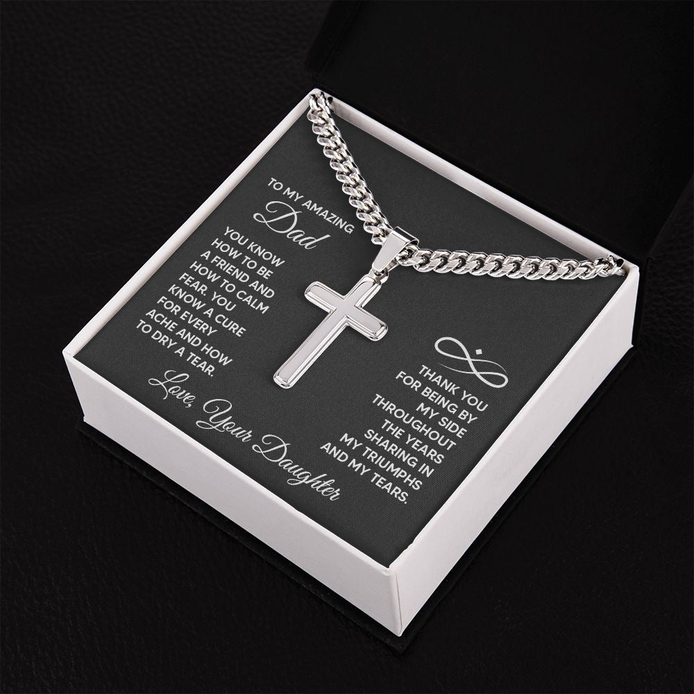 To My Amazing Dad - You know how to be a friend Dad Cross Necklace, Father Necklace Father's Day Gift, Christian Gift For Dad, Father Son Cross Necklace - Serbachi