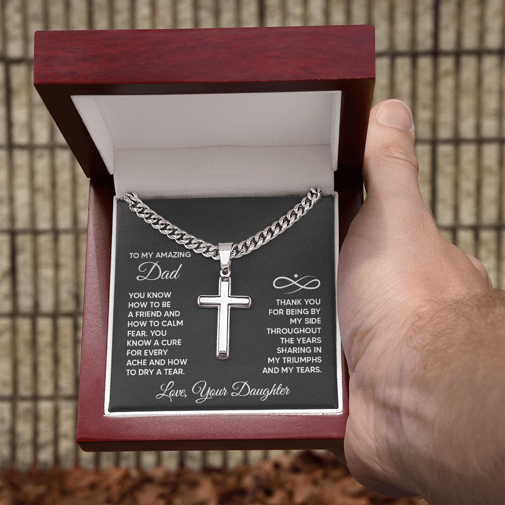 To My Amazing Dad - You know how to be a friend Dad Cross Necklace, Father Necklace Father's Day Gift, Christian Gift For Dad, Father Son Cross Necklace - Serbachi