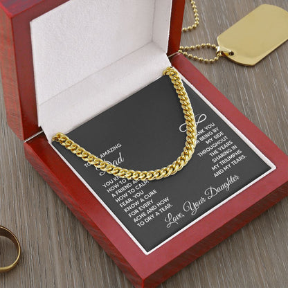 To My Amazing Dad - You know how to be a friend Dad Cuban Chain Necklace, Father Necklace Father's Day Gift, Christian Gift For Dad, Father Son Necklace - Serbachi