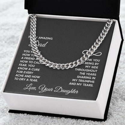 To My Amazing Dad - You know how to be a friend Dad Cuban Chain Necklace, Father Necklace Father's Day Gift, Christian Gift For Dad, Father Son Necklace - Serbachi