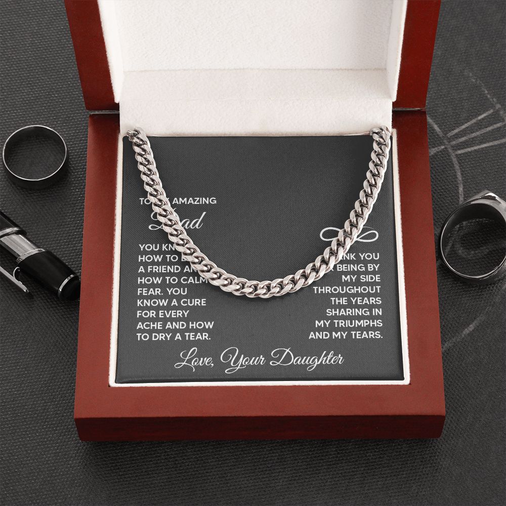 To My Amazing Dad - You know how to be a friend Dad Cuban Chain Necklace, Father Necklace Father's Day Gift, Christian Gift For Dad, Father Son Necklace - Serbachi