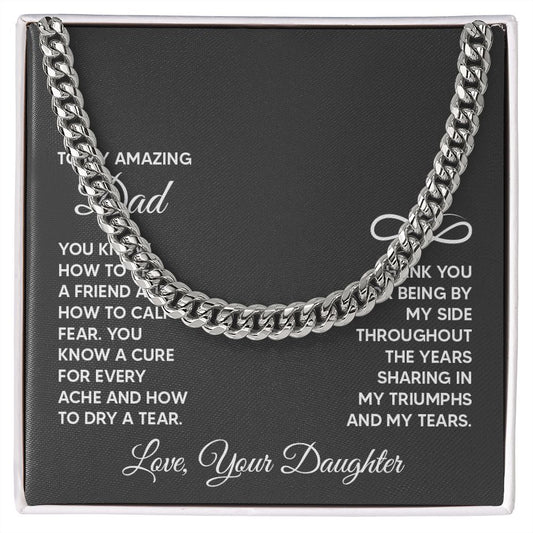 To My Amazing Dad - You know how to be a friend Dad Cuban Chain Necklace, Father Necklace Father's Day Gift, Christian Gift For Dad, Father Son Necklace - Serbachi