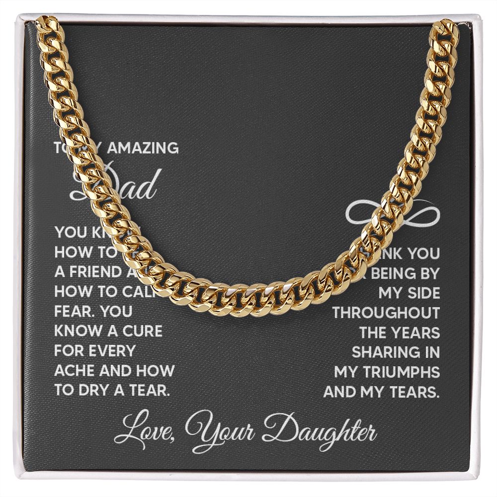 To My Amazing Dad - You know how to be a friend Dad Cuban Chain Necklace, Father Necklace Father's Day Gift, Christian Gift For Dad, Father Son Necklace - Serbachi