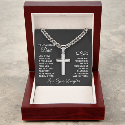 To My Amazing Dad - You know how to be a friend Personalized Dad Cross Necklace, Father Necklace Father's Day Gift, Christian Gift For Dad, Father Son Necklace - Serbachi