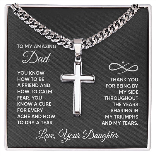 To My Amazing Dad - You know how to be a friend Personalized Dad Cross Necklace, Father Necklace Father's Day Gift, Christian Gift For Dad, Father Son Necklace - Serbachi