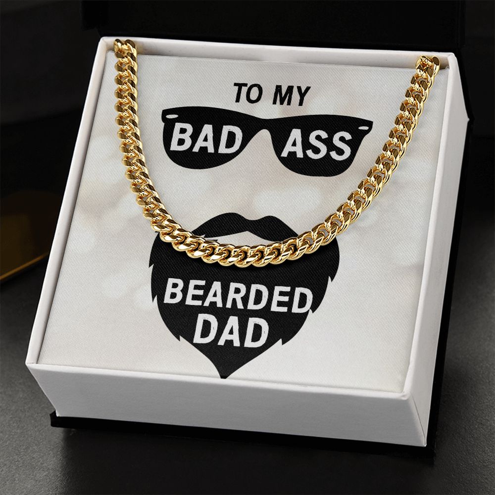 to my badass bearded Dad Cuban Chain Necklace, Father Necklace Father's Day Gift, Christian Gift For Dad, Father Son Necklace - Serbachi