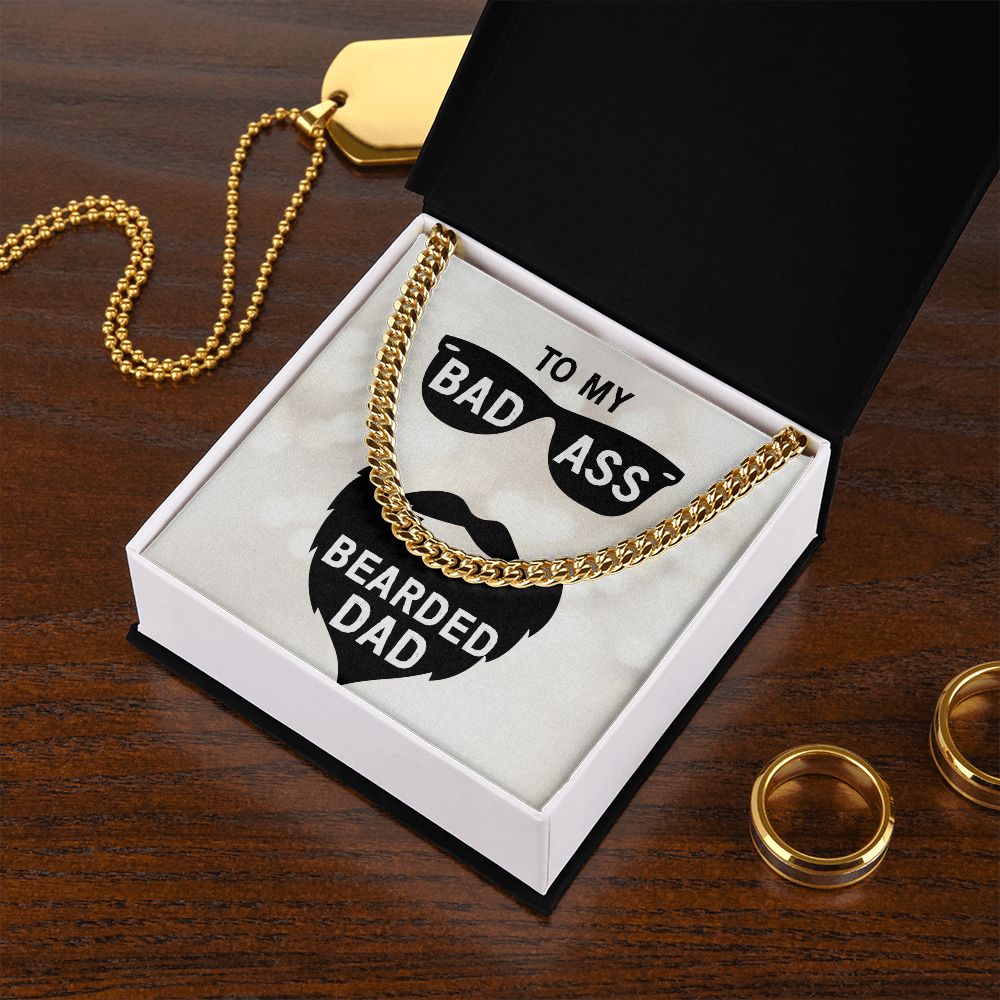 to my badass bearded Dad Cuban Chain Necklace, Father Necklace Father's Day Gift, Christian Gift For Dad, Father Son Necklace - Serbachi