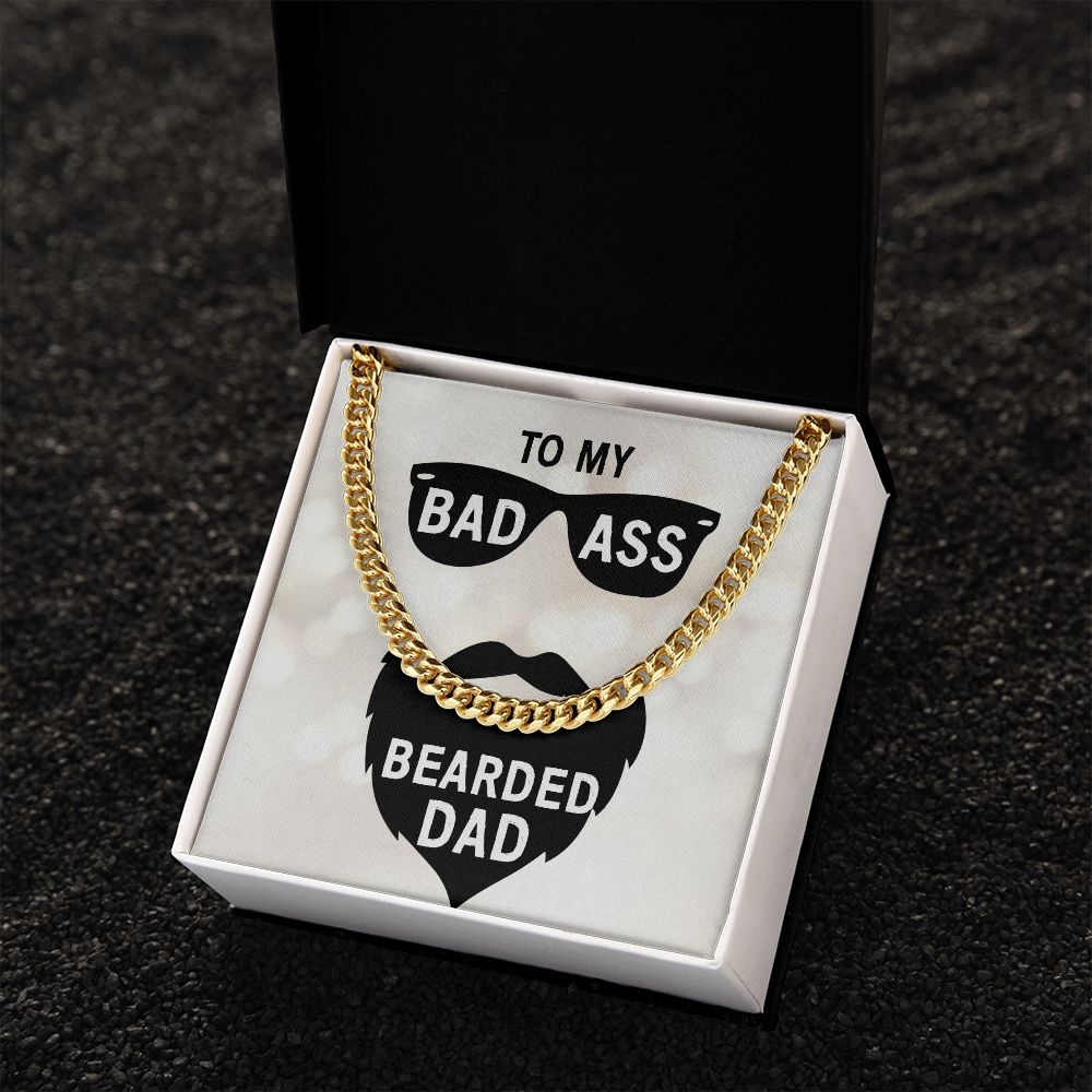 to my badass bearded Dad Cuban Chain Necklace, Father Necklace Father's Day Gift, Christian Gift For Dad, Father Son Necklace - Serbachi