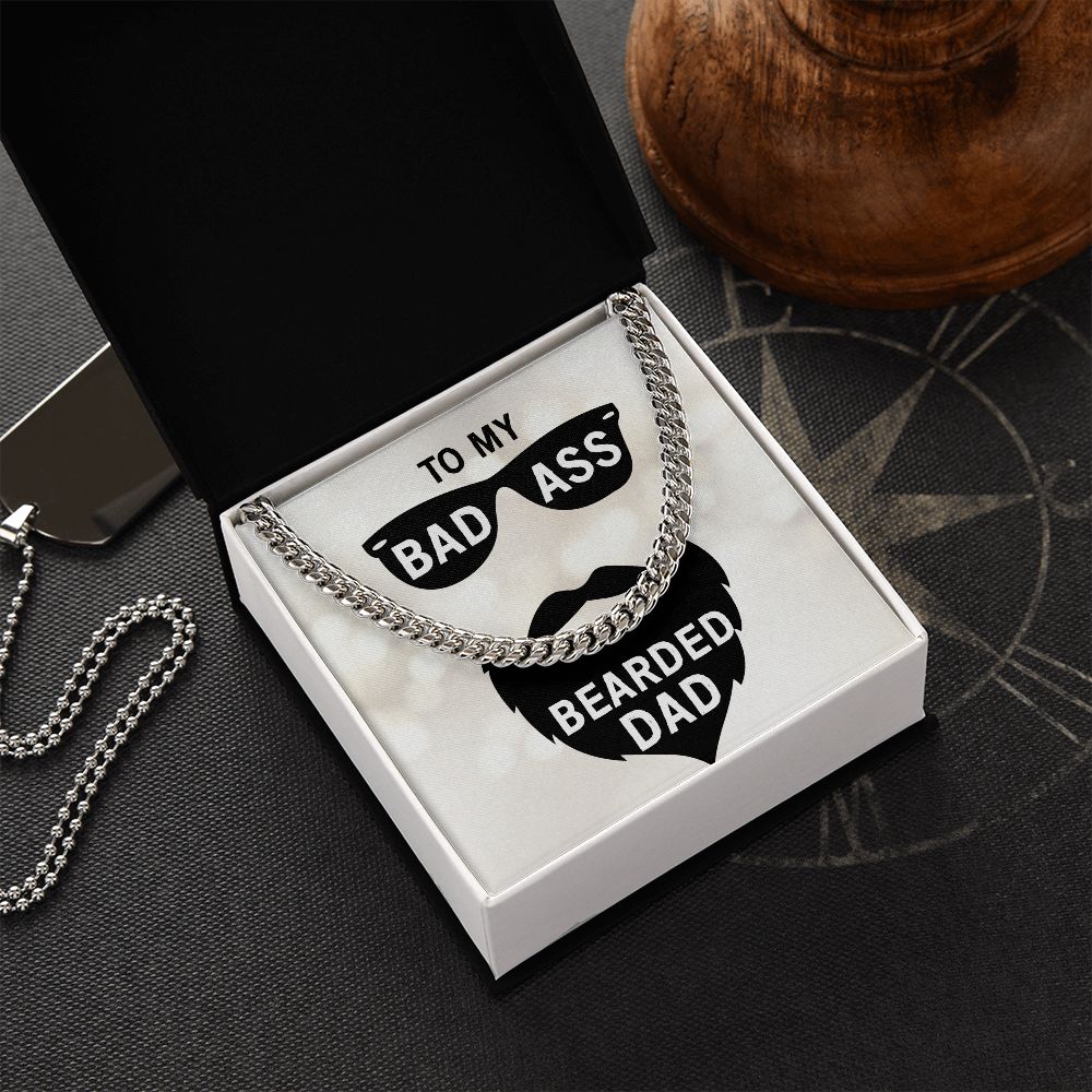 to my badass bearded Dad Cuban Chain Necklace, Father Necklace Father's Day Gift, Christian Gift For Dad, Father Son Necklace - Serbachi