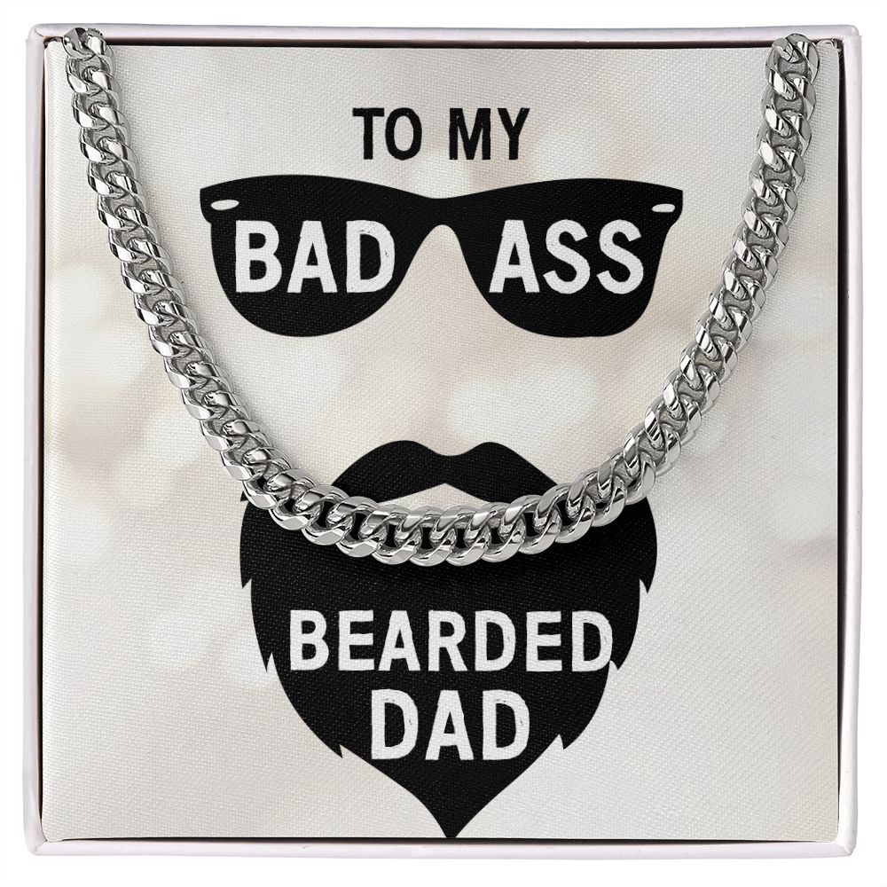 to my badass bearded Dad Cuban Chain Necklace, Father Necklace Father's Day Gift, Christian Gift For Dad, Father Son Necklace - Serbachi