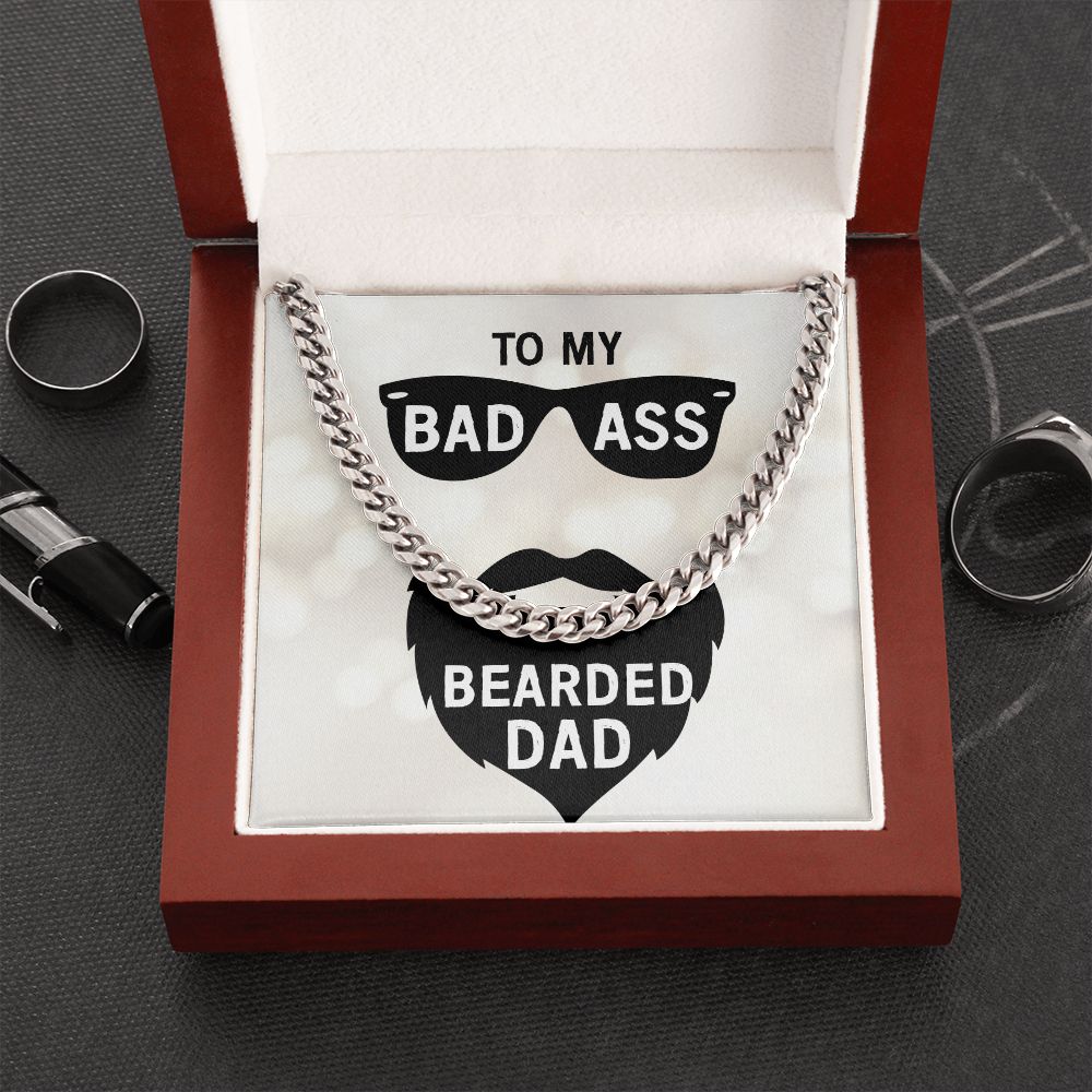 to my badass bearded Dad Cuban Chain Necklace, Father Necklace Father's Day Gift, Christian Gift For Dad, Father Son Necklace - Serbachi