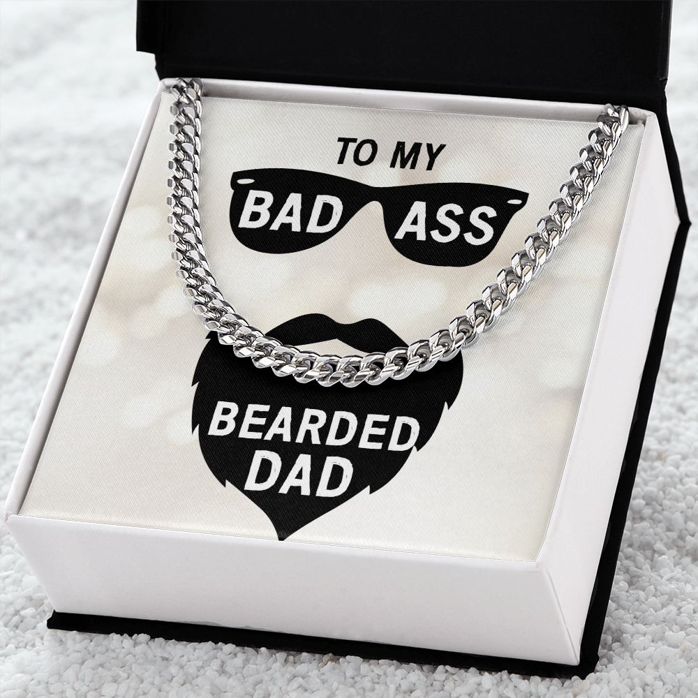 to my badass bearded Dad Cuban Chain Necklace, Father Necklace Father's Day Gift, Christian Gift For Dad, Father Son Necklace - Serbachi