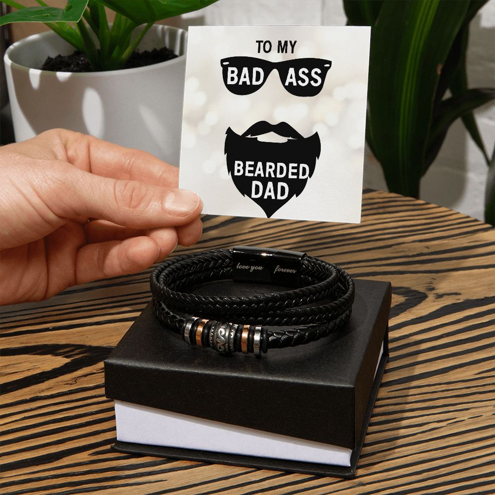 to my badass bearded dad Dad Bracelet, Father Bracelet Father's Day Gift, Christian Gift For Dad, Father Son Leather Bracelet - Serbachi