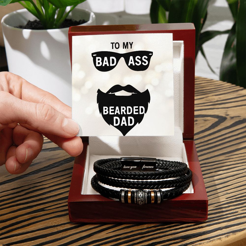 to my badass bearded dad Dad Bracelet, Father Bracelet Father's Day Gift, Christian Gift For Dad, Father Son Leather Bracelet - Serbachi