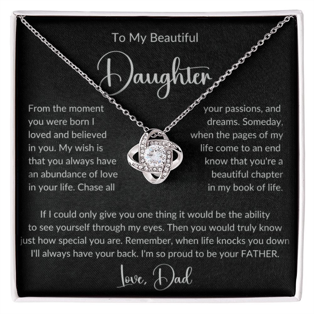 To My Beautiful Daughter Love Knot Pendant Necklace Gift - Serbachi